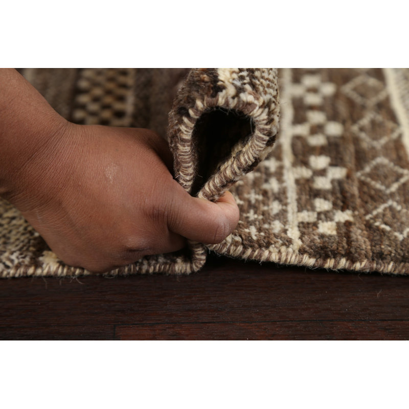 Tapis oriental Gabbeh Kashkoli à motif géométrique Sarah-Louise noué à la main 3 x 5