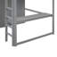 Lit mezzanine double en bois avec garde-robe intégrée, bureau, tablettes de rangement et tiroirs-630999259