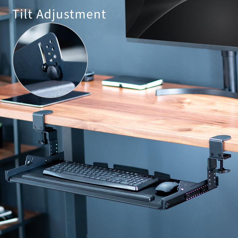 VIVO Premium Height Adjustable Clamp-on Tilting Computer Keyboard and Mouse Tray