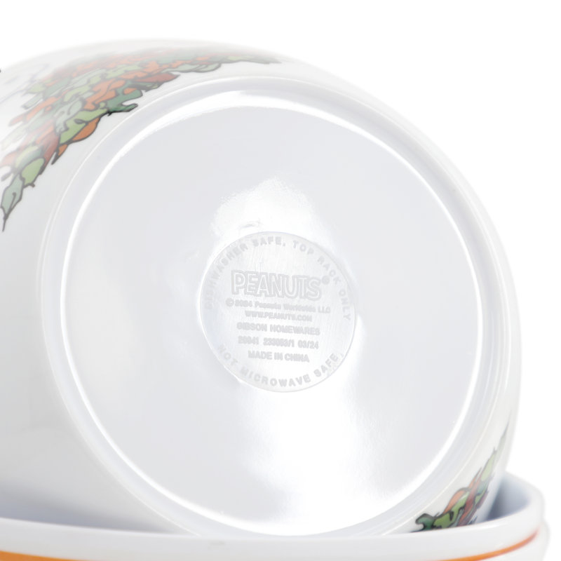 Peanuts 4 Piece 5.8 Inch Round Melamine Cereal Bowl Set in Assorted Designs