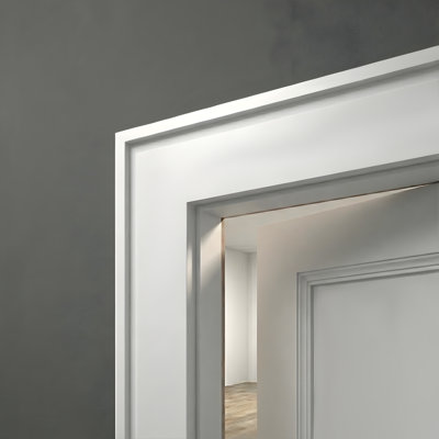 Solid Wood Core Door And Window Casing Set Of 3 Pieces 11/16 In. D X 2-1/2 In. W X 96 In. L Primed Finger-Joined Pine Reversible 8 Ft.