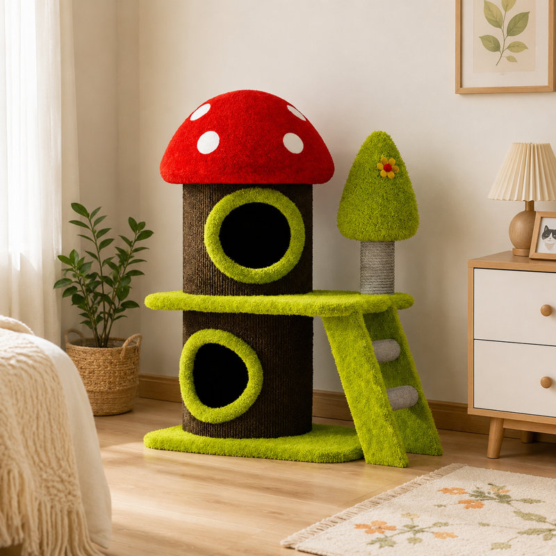 Tour pour arbre à chat 30,7 "de style champignon avec poteaux à griffer en sisal