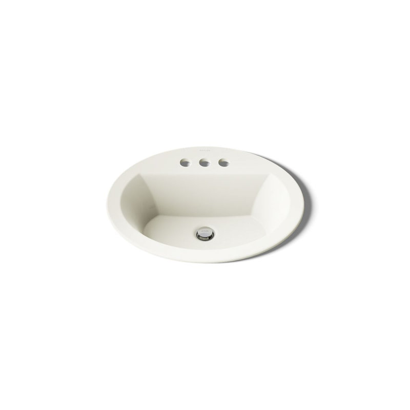 Bryant Ceramic Oval Drop-In Bathroom Sink with Overflow, 4'' Centers, Biscuit