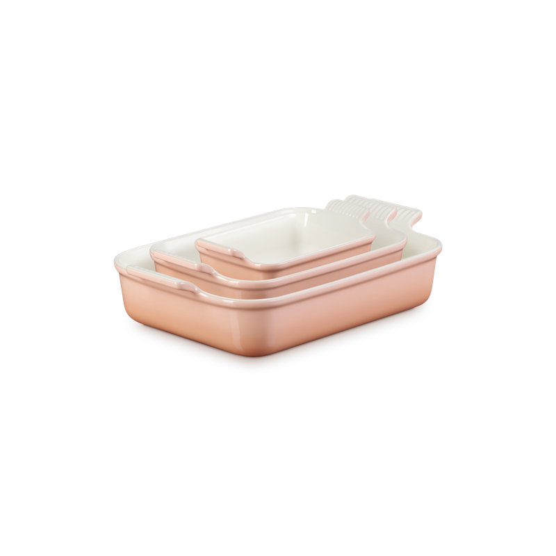 Heritage Set Of 3 Rectangular Dishes, Peche