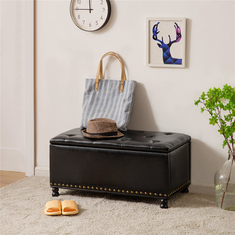 Banc de rangement rembourré en similicuir Amoha