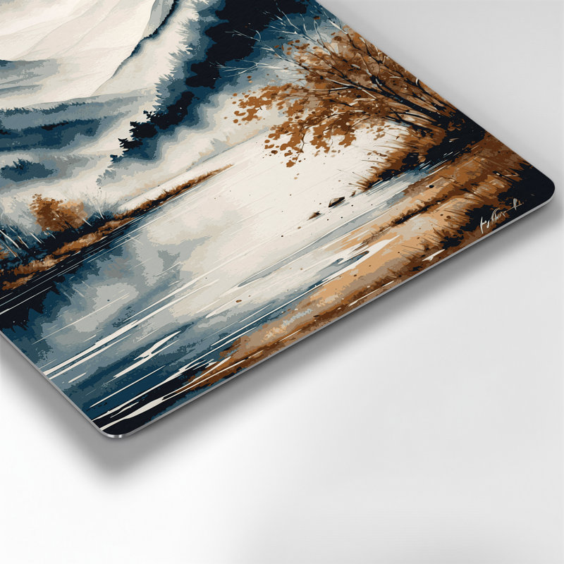 Aquarelle paysage 33, art mural en métal beige, H 20 po x l 16 po
