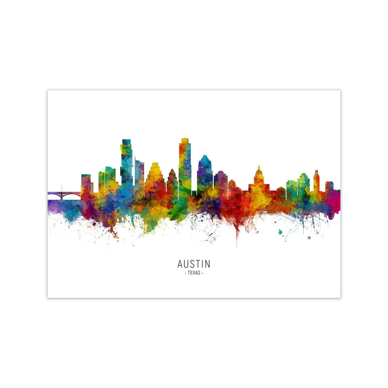 Austin Texas Skyline by Michael Tompsett - Print, Unframed, 21cm H x 30cm W x 1cm D