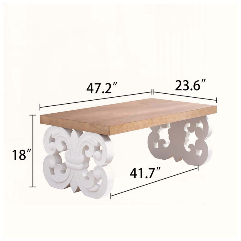 Table basse 47 po, Natural+white