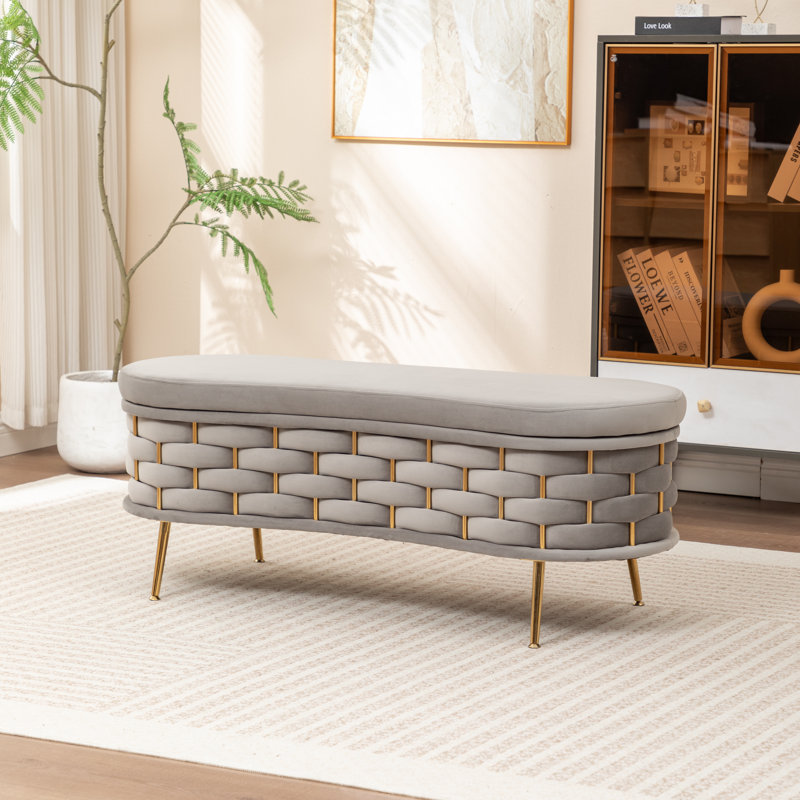 Banc de rangement rembourré Cristen, Gris