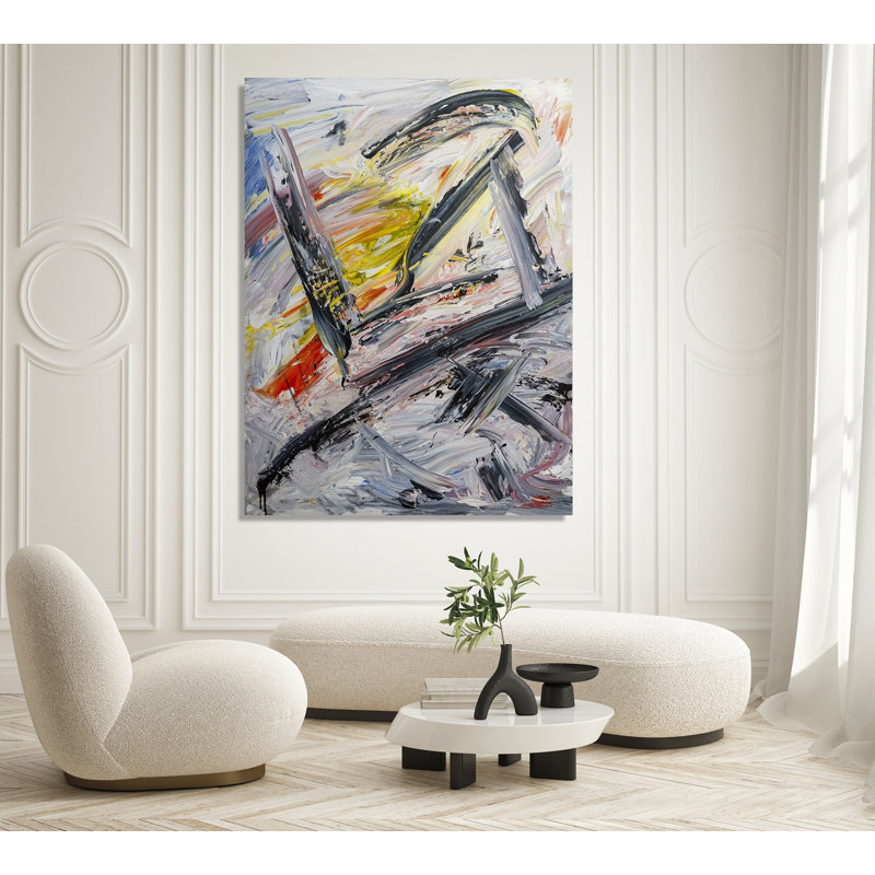 Abstract Print by John Beard, 25.5" H x 21.5" W x 1.75" D, White Framed Canvas