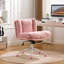 Chaise de bureau rose en fausse fourrure avec siège de 26,4 pouces, inclinaison réglable, pivotant à 360 degrés, pour chambre à coucher et meuble-lavabo