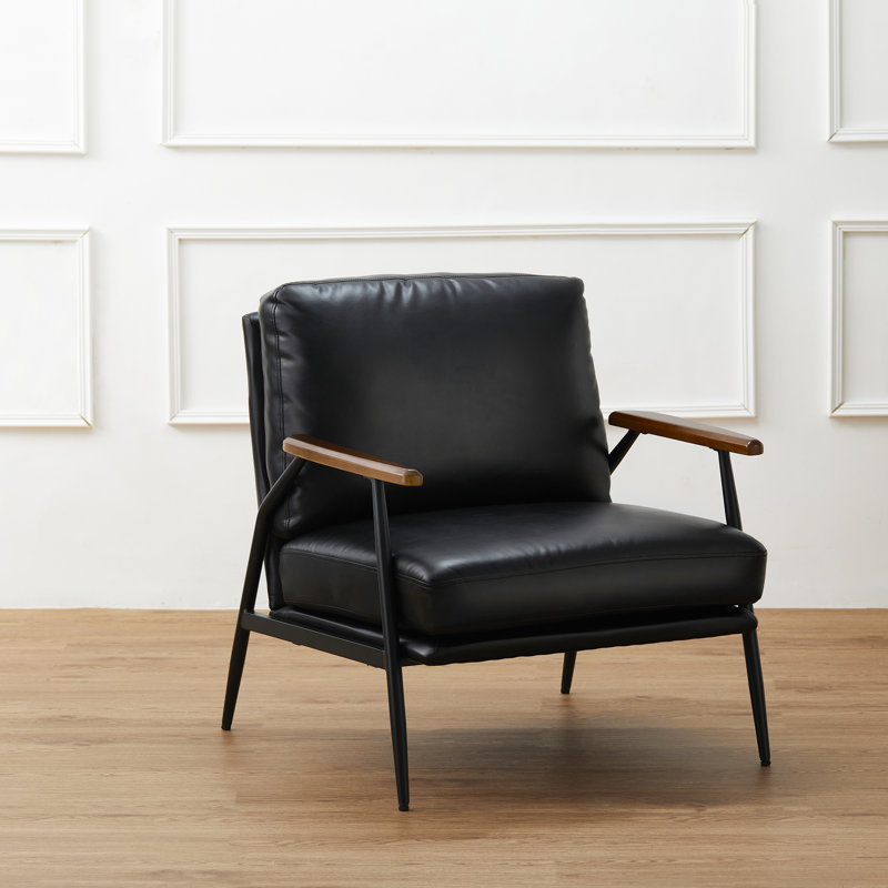 Ronishia 28" Wide Armchair, Black Faux Leather