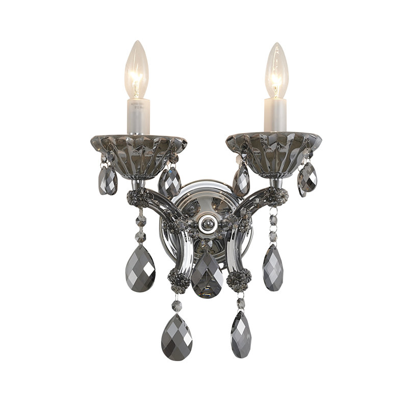 Transitional 2 Light Smoke Crystal Wall Sconce, Smoke