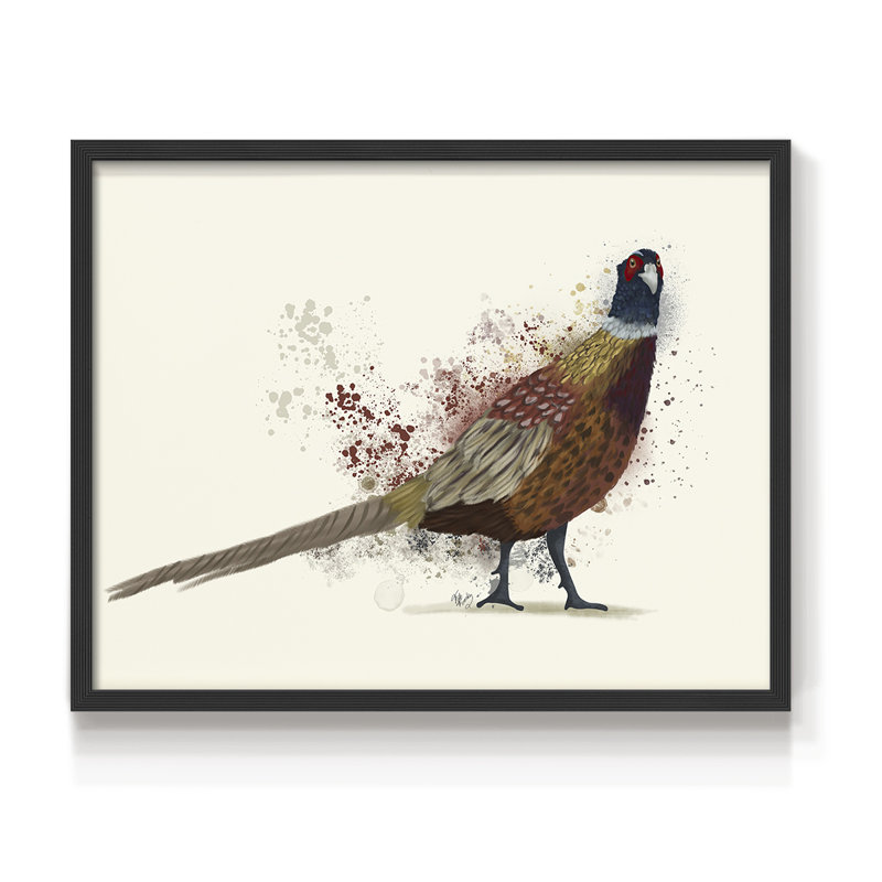 Pheasant Splash 2 - Reproduction encadrée - Restickable, H 16 po x l 20 po, Noir, noir, noir, noir