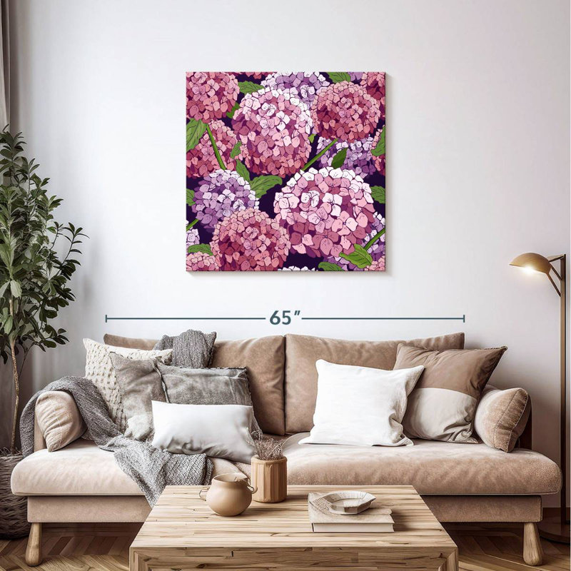 Hortensias roses et mauves Harnek, H 36 po x l 36 po