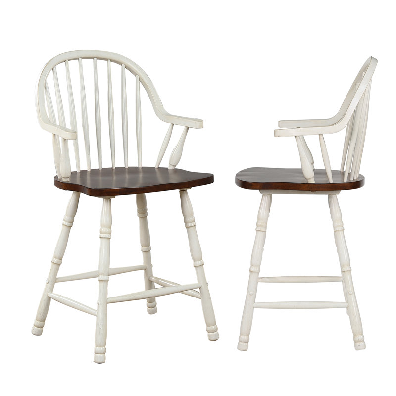 Chaggai Counter Stool, Antique White, Chestnut Brown