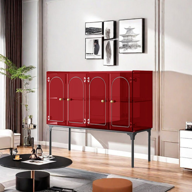 Italian Style Light Luxury Accent Cabinet Accent Cabinet, Red