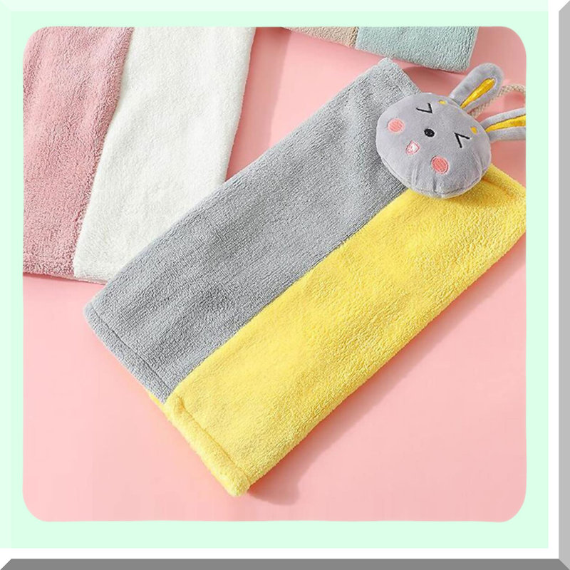 Bunny Bliss 3-Pack Hanging Hand Towels for Kids - Cute and Functional Towels for Kitchen, Bathroom, and Home