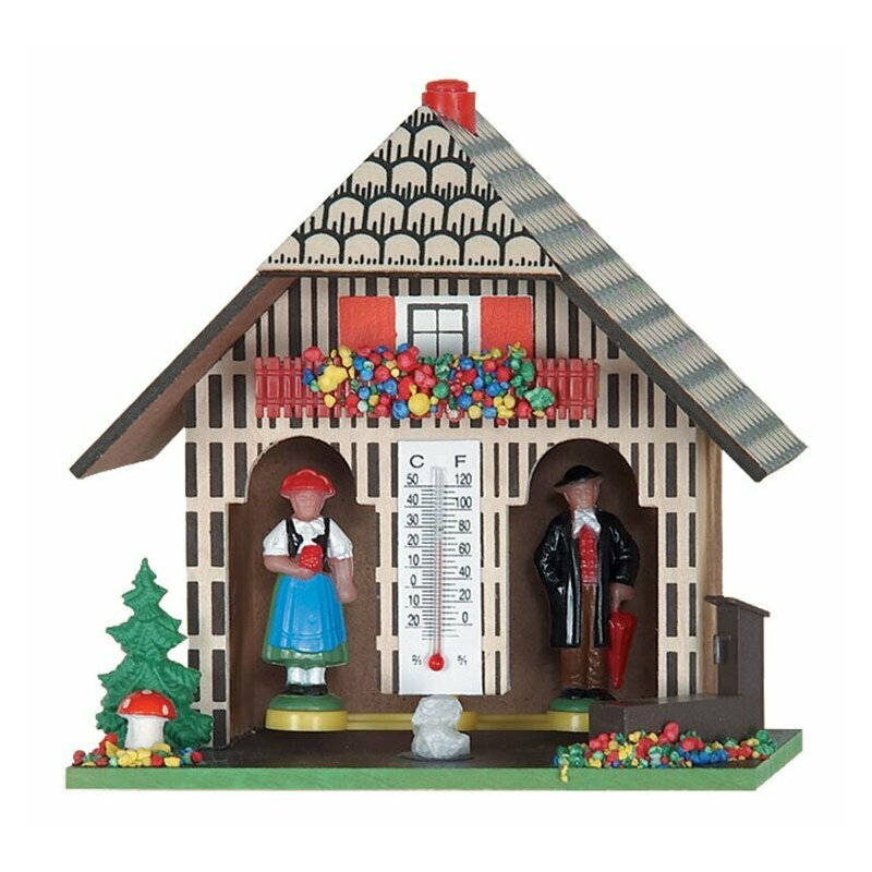  Maison de campagne allemande sculptée à la main en bois H 5 po avec des personnages d'homme et de femme