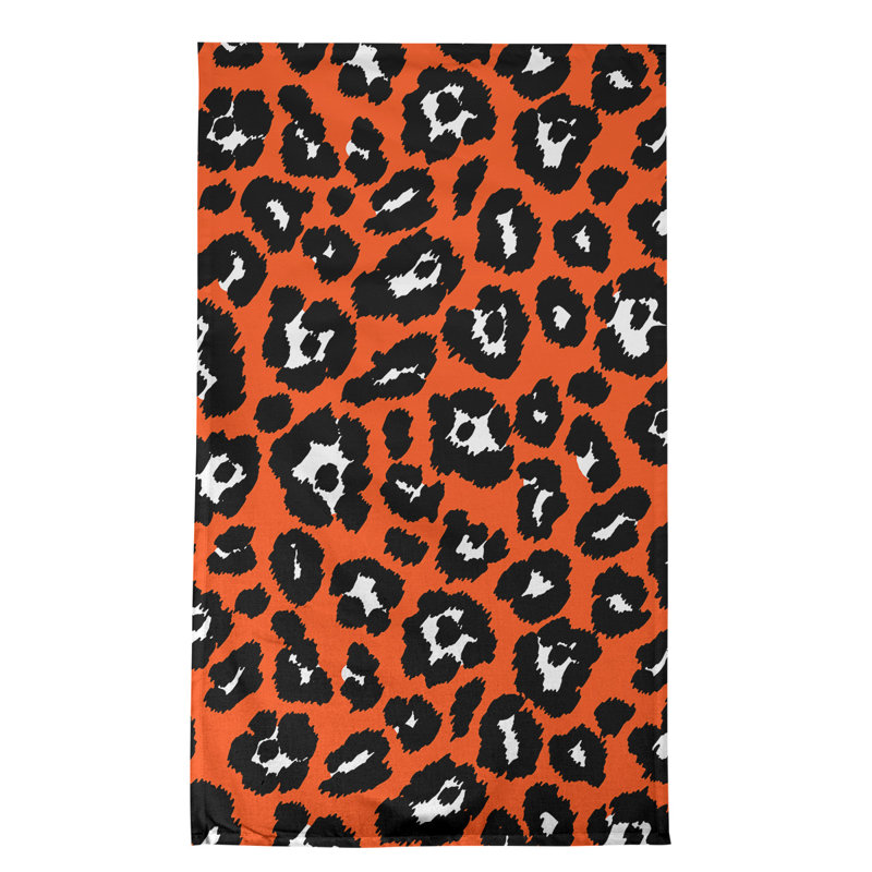Tea Towel Kitchen Towel, Polyester, Orange/Black/White