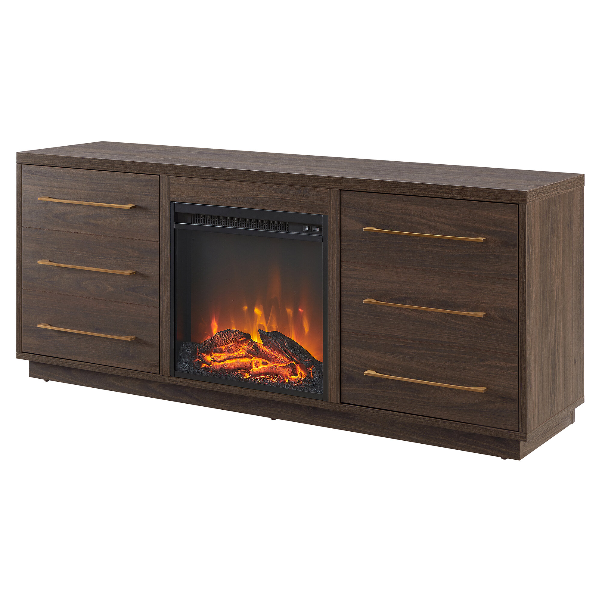 Latitude Run Amicia Rectangular TV Stand With Log Fireplace For TV S   Amicia Rectangular Tv Stand With Log Fireplace For Tvs Up To 65 In Black Grain 