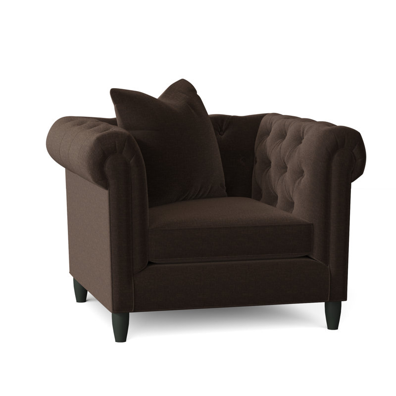 Fauteuil Chesterfield l 43 po Caspar, Chenille Napa Brown