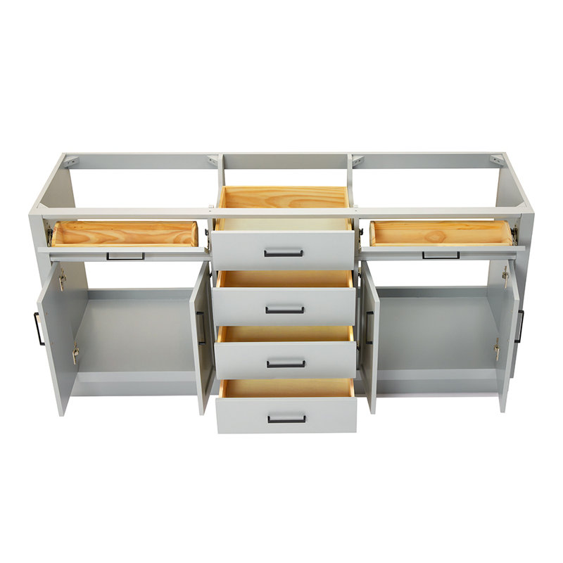 Ariel Hepburn 72 In. Double Sink Base Cabinet, Gray