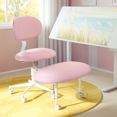 Upholstered Office Chair Ergonomic Cross-Legged Desk Chair with Lumbar Support and Wheels Meditation Chair by Ebern Designs