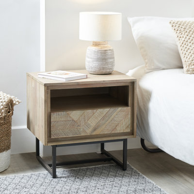 55cm W Solid Wood Bedside Table