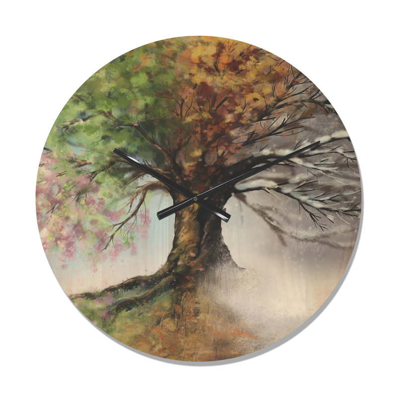 Horloge murale arbre avec quatre saisons, Très grand