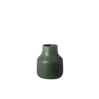 Ceramic Round Bellied Vase Matte Finish Green