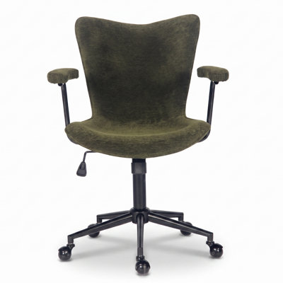 Fabric Office Chair Adjustable Swivel Task Chair With Padded Armrests Comfortable Desk Chair For Home Office Vanity Room