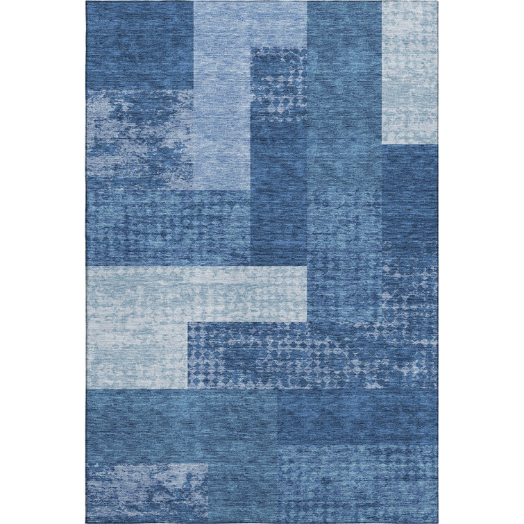 Premium Machine Washable Prisco Navy Rug