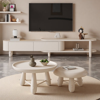Extendable Wood TV Stand & Coffee Table Set