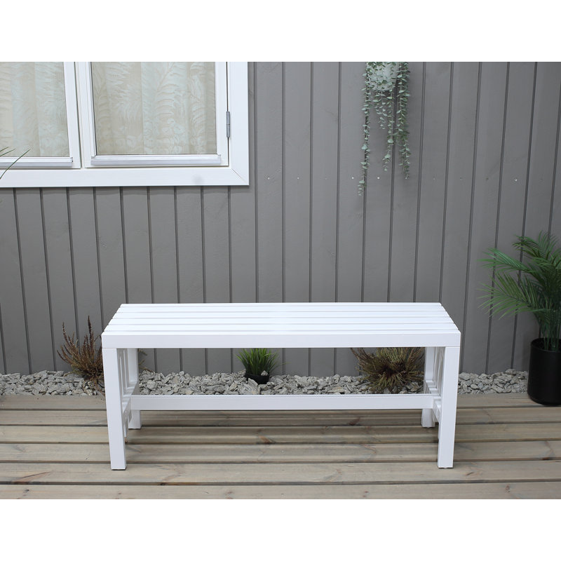 Madhav Solid Wood Pine Outdoor Bench, White