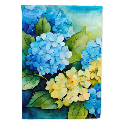 Hortensias dans le drapeau de la maison à l'aquarelle