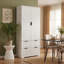 Armoire de cuisine 72 po avec 2 grands tiroirs et un support à épices à 8 portes, organisateur de rangement autoportant pour salle de bain, salle à manger, bureau, entrée, blanc