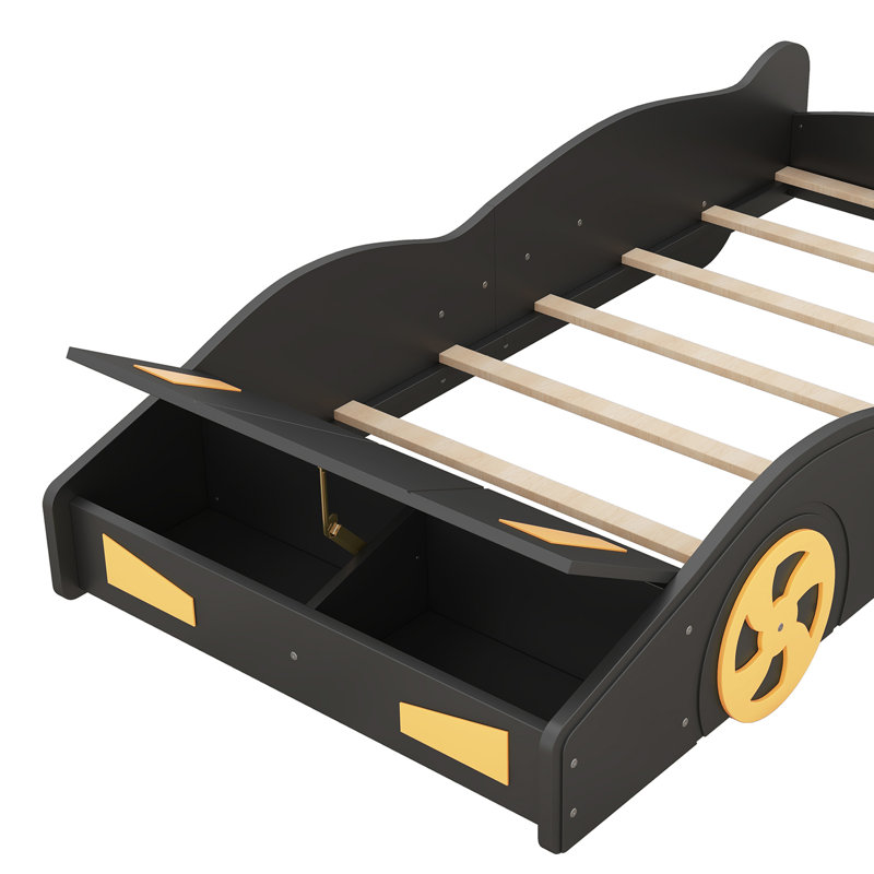 Twin Size Race Car-Shaped Platform Bed, Twin, Black