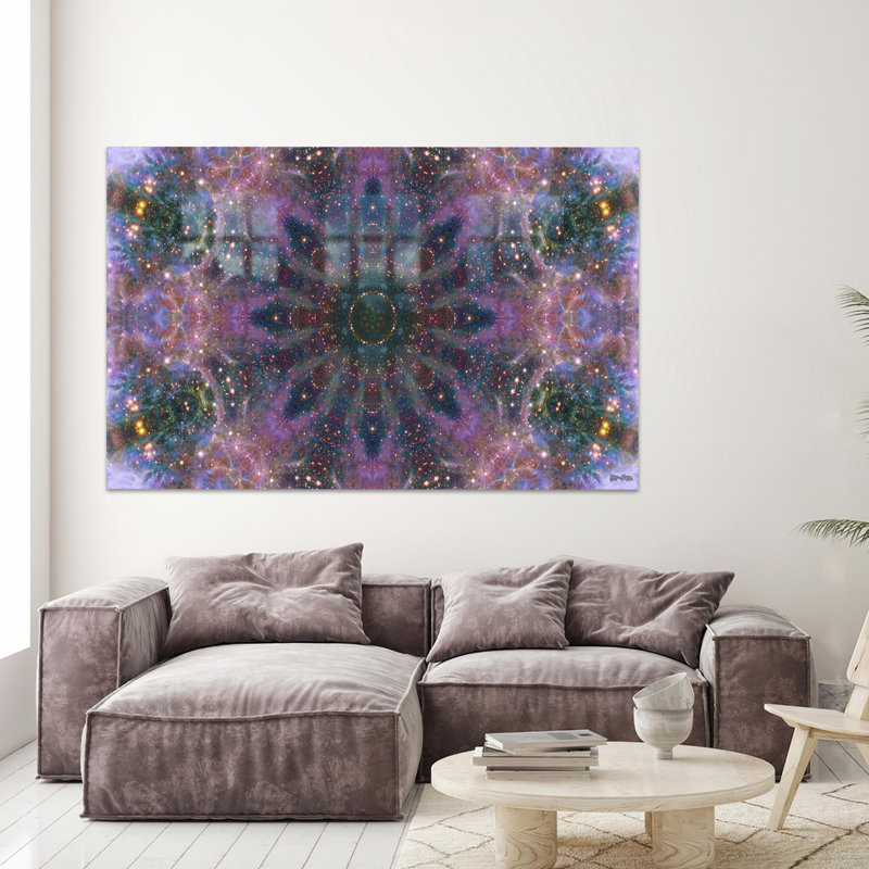 Art mural moderne en verre Mandala moderne pour décoration de chambre minimaliste, H 9,1 po x l 14,2 po