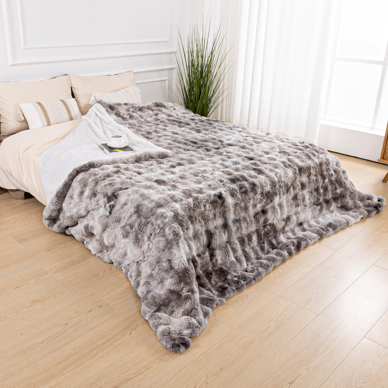 Jeté en fausse fourrure chaude et luxueuse, couverture réversible pour canapé, salon, chambre à coucher, Grand lit
