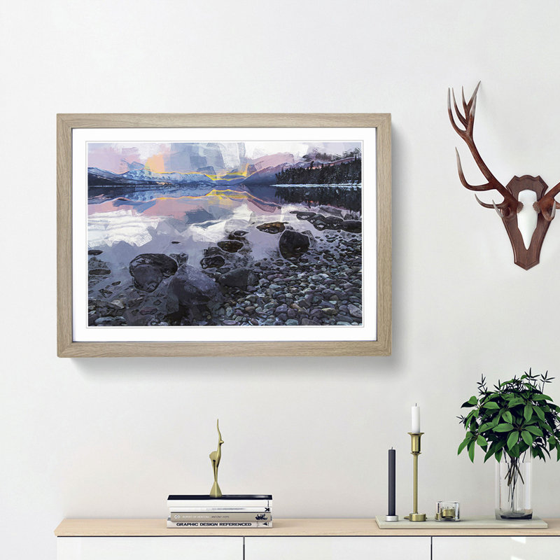 The Apgar Mountains in Montana in Abstract - Framed Print, 27cm H x 36cm W x 2cm D, Oak Framed