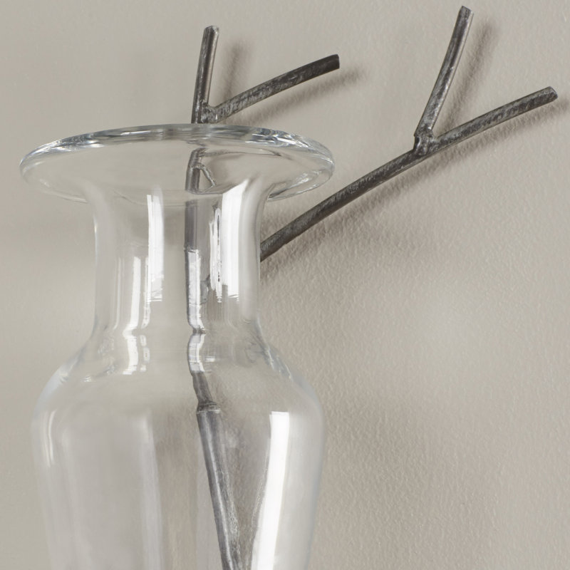 Vase mural en verre 22 ", Transparent