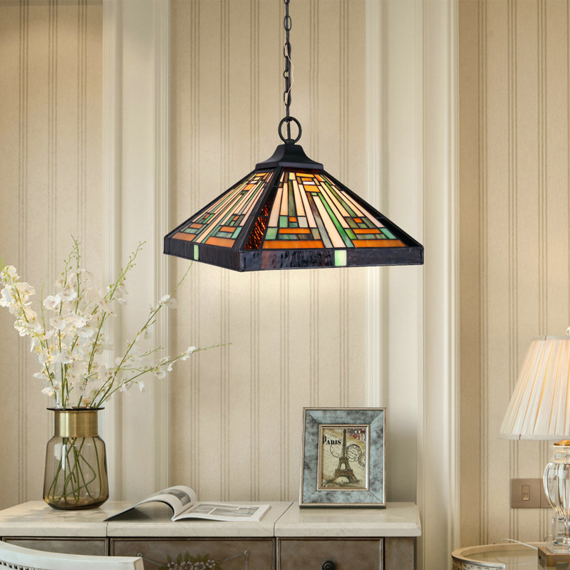 Abat-jour de plafond de style mission 1 lumière CHLOE Lighting INNES Tiffany