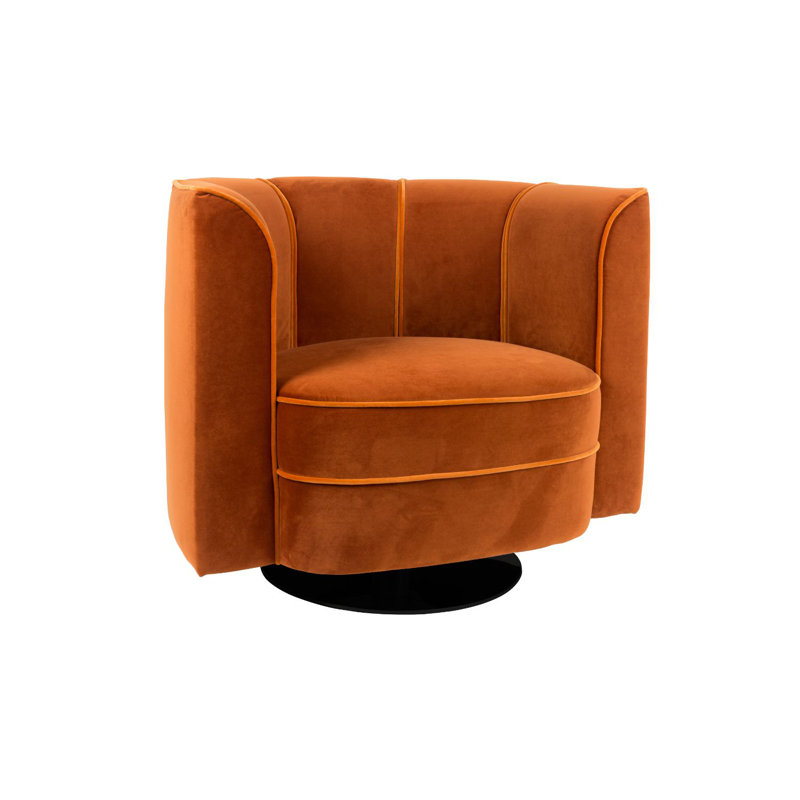 Flower Swivel Barrel Chair, Orange Velvet