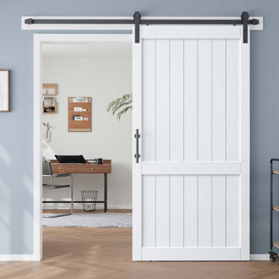 84" Height Paneled Barn Door with Installation Hardware Kit