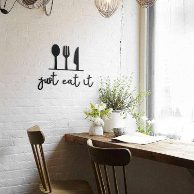 Art mural en métal Just Eat It - décor de cuisine, 4 pièces