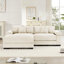 Canapé modulaire surdimensionné en forme de L 92 po Cloud, tissu en velours côtelé doux, avec méridienne, accoudoirs larges à assise profonde, conception ergonomique, 6 coussins décoratifs, assemblage facile, pour les salons, les salons, beige-955285101-955285100