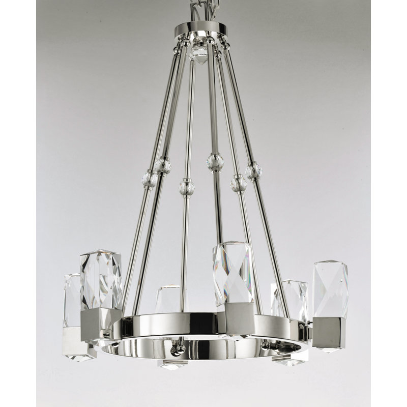 12 - Light LED Chandelier, Polished Nickel