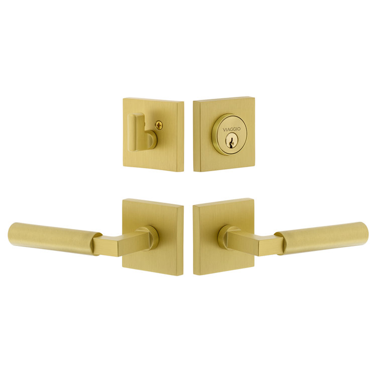 Quadrato Complete Contempo Smooth Entry Lever Set with Single Cylinder Deadbolt