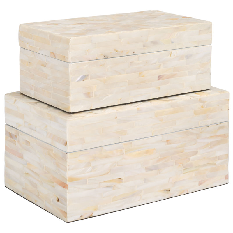 2 Piece Handmade Mother of Pearl Decorative Box Set